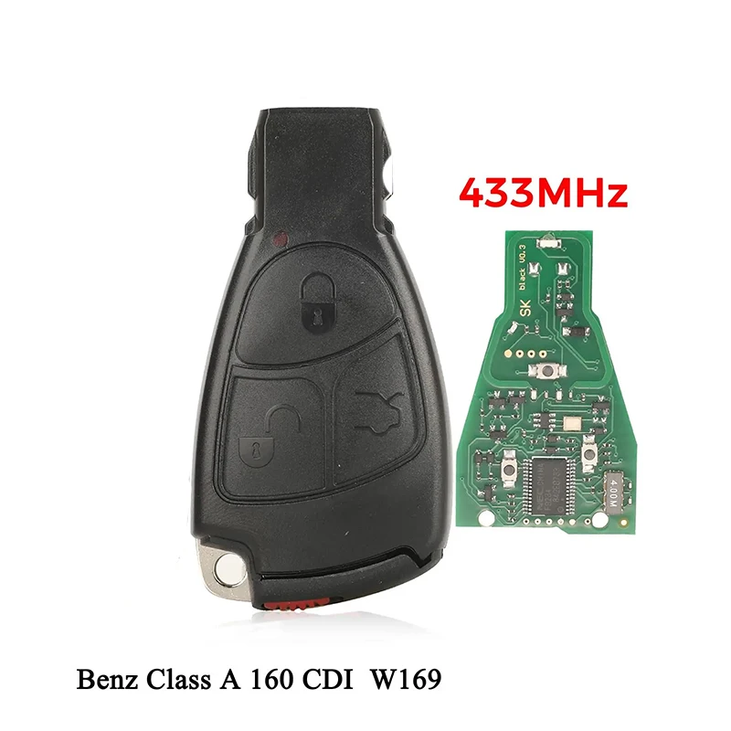 

3 Buttons 433MHz Remote Key Fob For For Mercedes Benz B C E ML S CLK CL 1996-2005 Class A 160 CDI W169 Body Kits Accessories