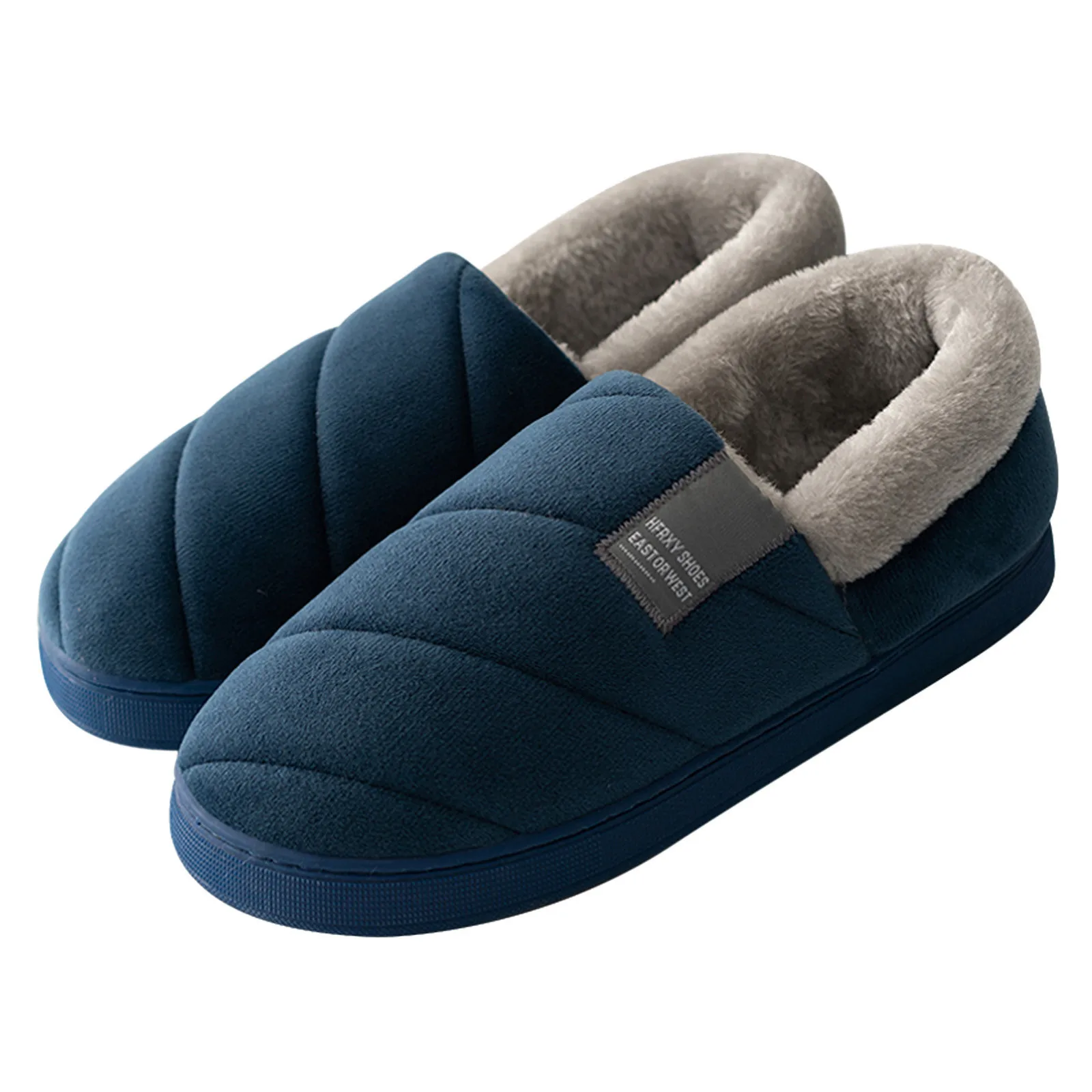 Couple Home Slippers Winter Warm Plush Cover Heel Comfortable Cotton Shoes Women Men House Bedroom Casual Non Slip Furry Slides