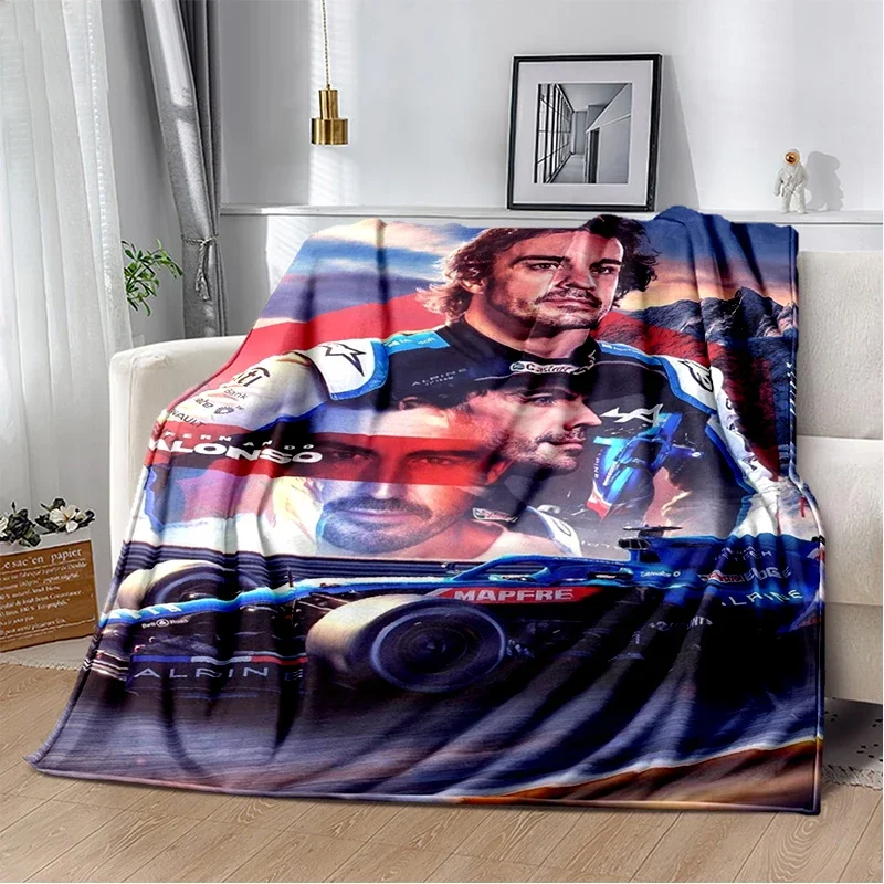 ثلاثية الأبعاد فرناندو ألونسو 14 F1 المتسابق بطانية قطيفة ناعمة ، بطانية الفانيلا رمي بطانية لغرفة المعيشة غرفة نوم أريكة تتحول لسرير غطاء نزهة #3
