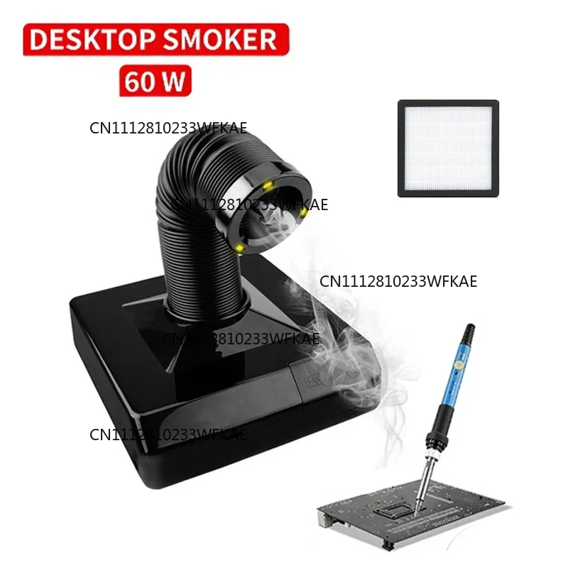 Fume Extractor Smoking Instrument With LED Light 220V Activated Carbon Filter Sponge Solder Iron Smoke Absorber