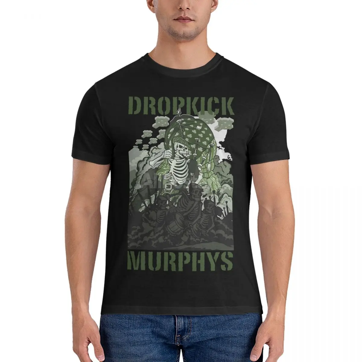 Rock Band Men T Shirts Dropkick Murphys Humorous Tee Shirt Short Sleeve O Neck T-Shirts Cotton Graphic Tops