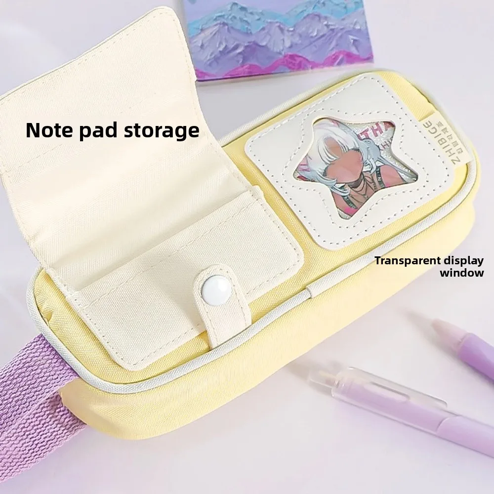 Multilayer Y2K Cartoon Stationery Bag Embroidery PVC Display Korean Pencil Case Handheld Desktop Storage Ins Pencil Pouch Unisex