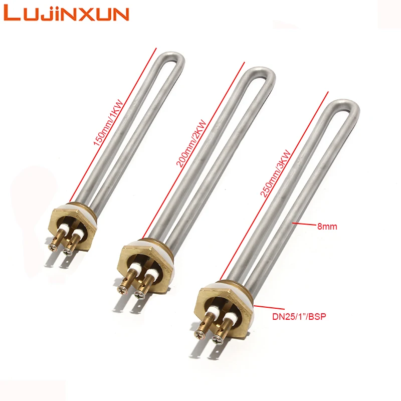 Lujinxun AC220V/110V/380V DN25/1Inch Sauna Steam Engine Heating Tube Stainless Steel High Temperature Electric Heater 1/2/3KW