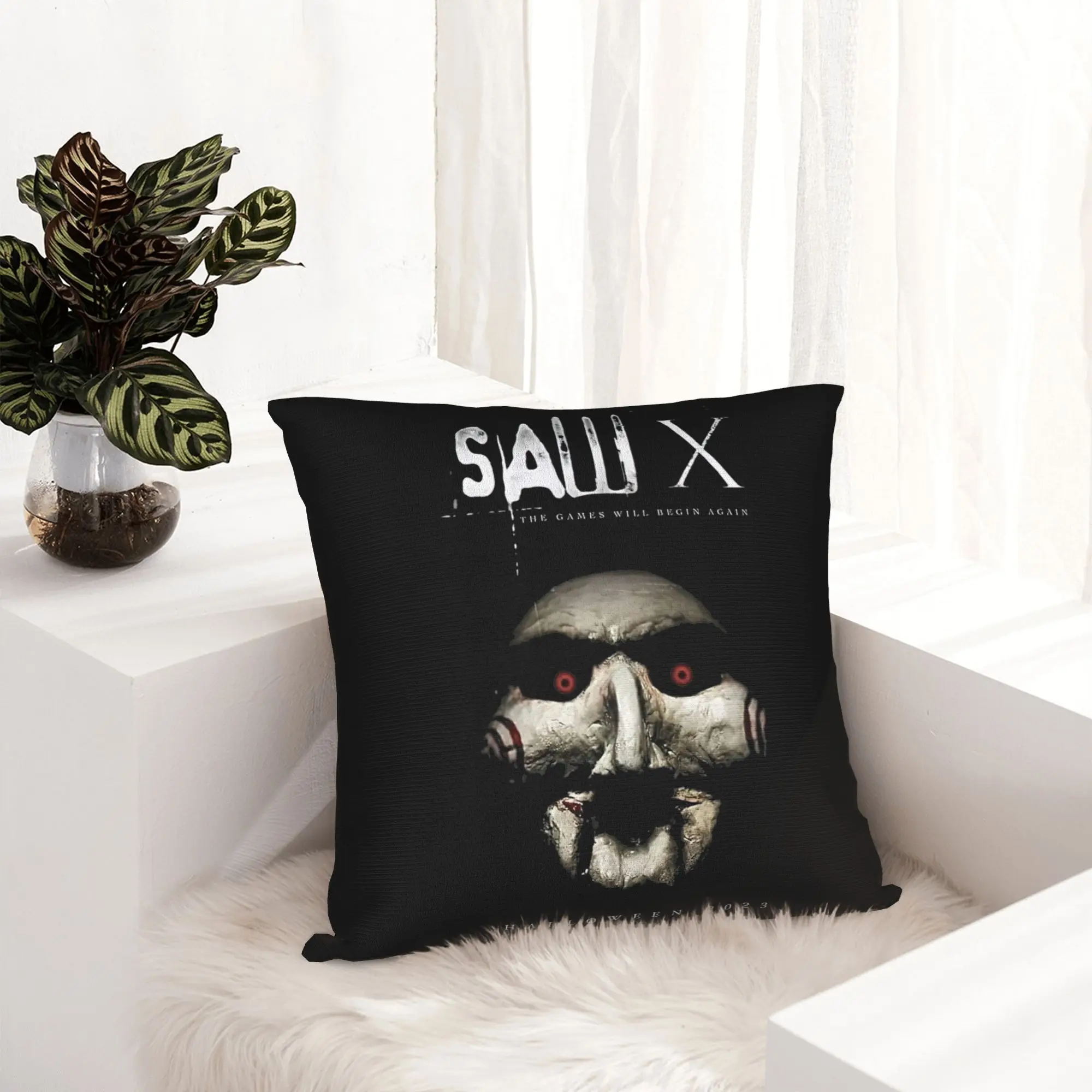 Saw X Halloween 2023 Pillowcase Soft Polyester Cushion Cover Decorations  Throw Pillow Case Cover Home Square 18''