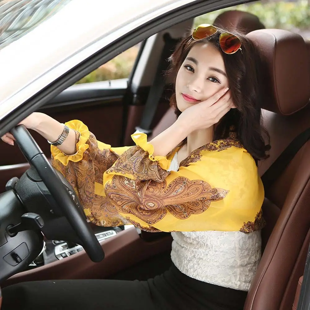 

Летняя анти-УФ-модная женская уличная шаль для верховой езды с рукавами для девочек, шифоновая шаль с солнцезащитным рукавом