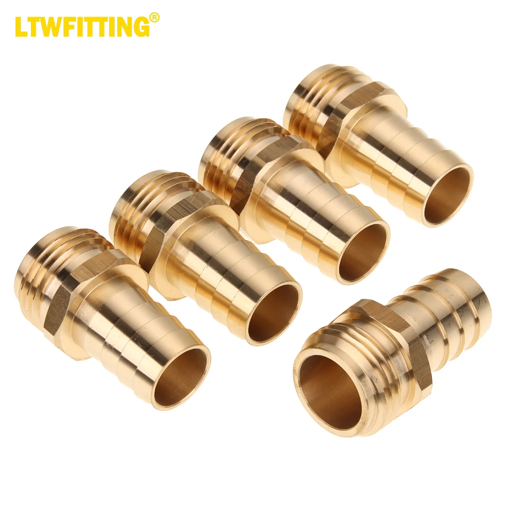 

LTWFITTING Brass 3/4" Barb x 3/4" MHT Hose Repair/Connector,Garden Hose Fitting(Pack of 5)