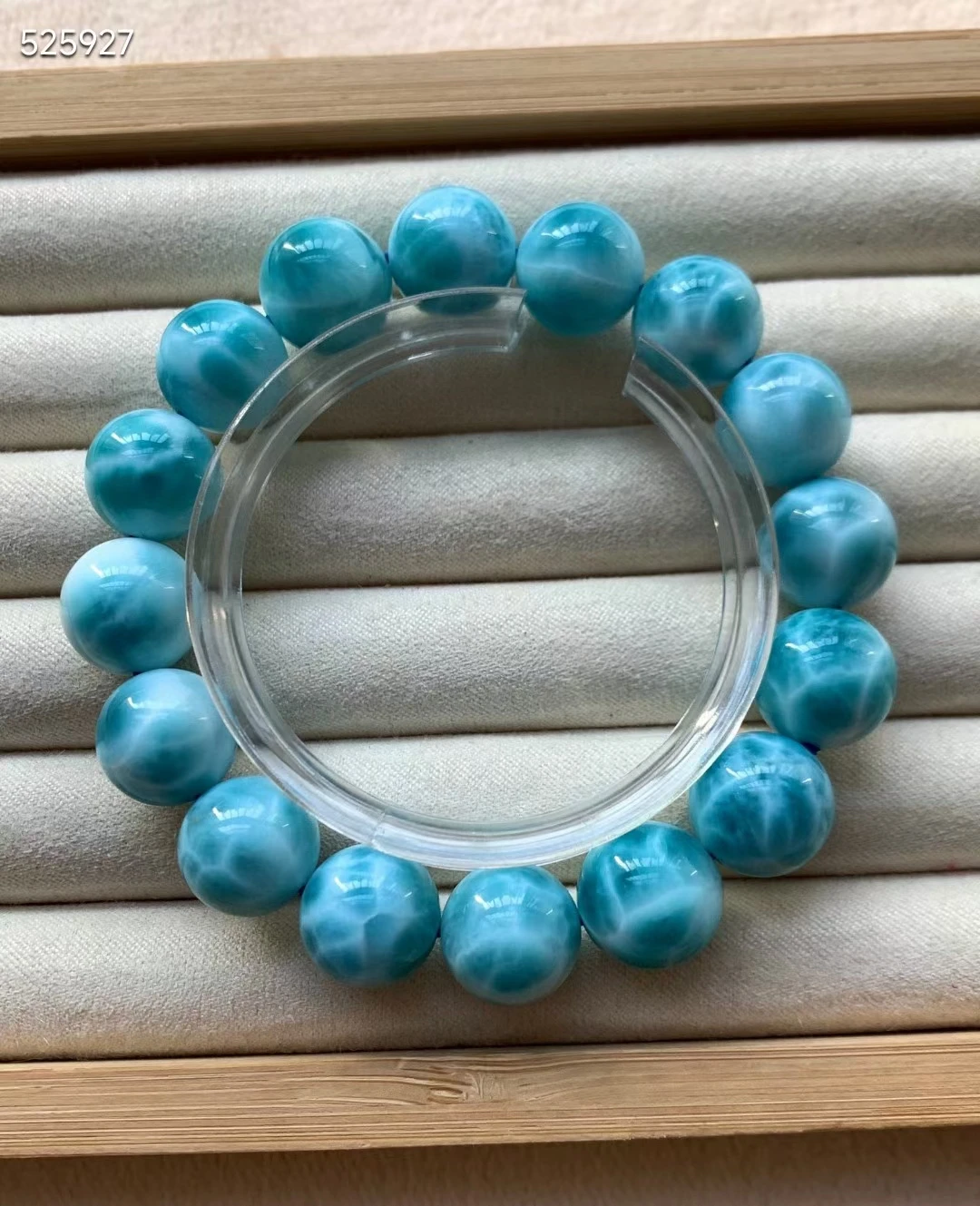 

Natural Blue Larimar Round Beads Bracelet Jewelry Women Men 13.2mm Big Size Larimar Water Pattern Gemstone Rare AAAAAA