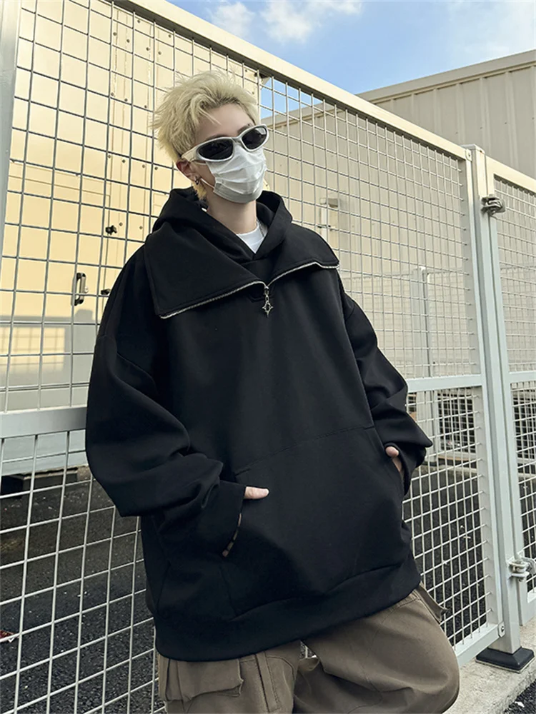 

Мужская толстовка-худи American Style Street Style с молнией, плотная, оверсайз, повседневная, модная, молодежная одежда