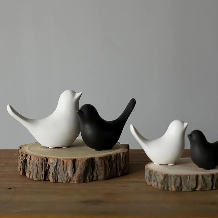 Modern Minimalist Black Ceramic Bird Abstract Ornament Home Decorative Item for Model Rooms