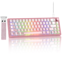 Womier V-K66 PRO Keyboard Pink QMK Mechanical Gaming Keyboard Knob Strap Gasket Mounted Wired LED Backlit Hot-Swap Keyboard