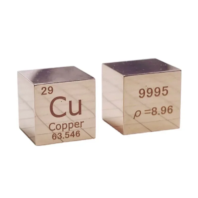 10 X 10 X 10mm 6-Sided POLISHED Finishing Double-Sided Engraved Metal Copper Cube Periodic Table Of Elements Cube (Cu≥99.95%)