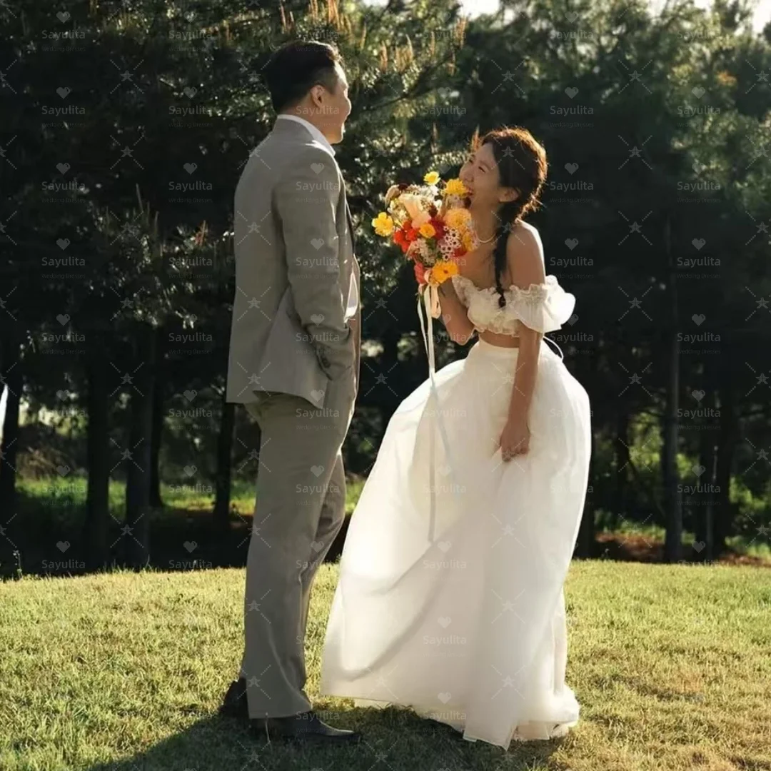 

Sayulita Korea Wedding Dresses Two Pieces Off Shoulder 드레스 웨딩 한국 Photograph Special Banquet Party Bridal Gowns Customized