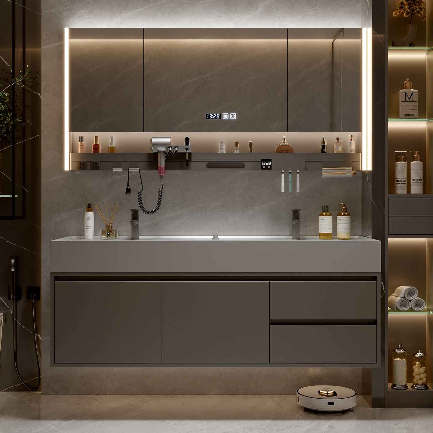 Drawers Paper Bathroom Cabinet Organizer Storage Mirror Display Toilet Partitions Cupboard Decorations Gabinete Room Furniture