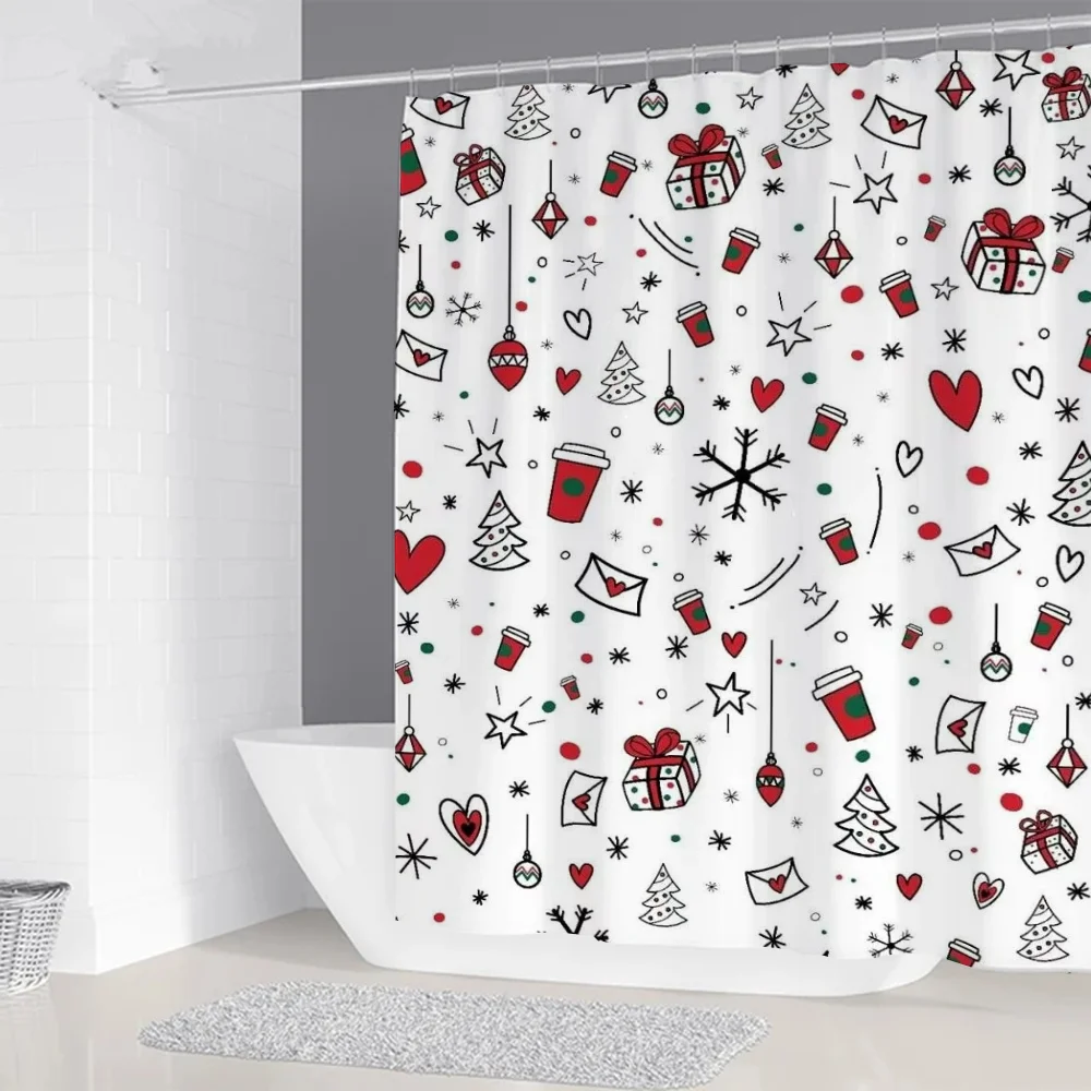 Christmas Curtains for Bedrooms Waterproof Shower Curtain Bathroom Accessories Bath the Home Fabric Shade Opaque Products Garden