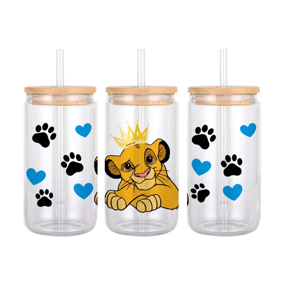 Disney Cartoon Lion King Pattern UV DTF Transfer Sticker Waterproof Transfers Decals For 16oz Glass Cup Wrap Stickers