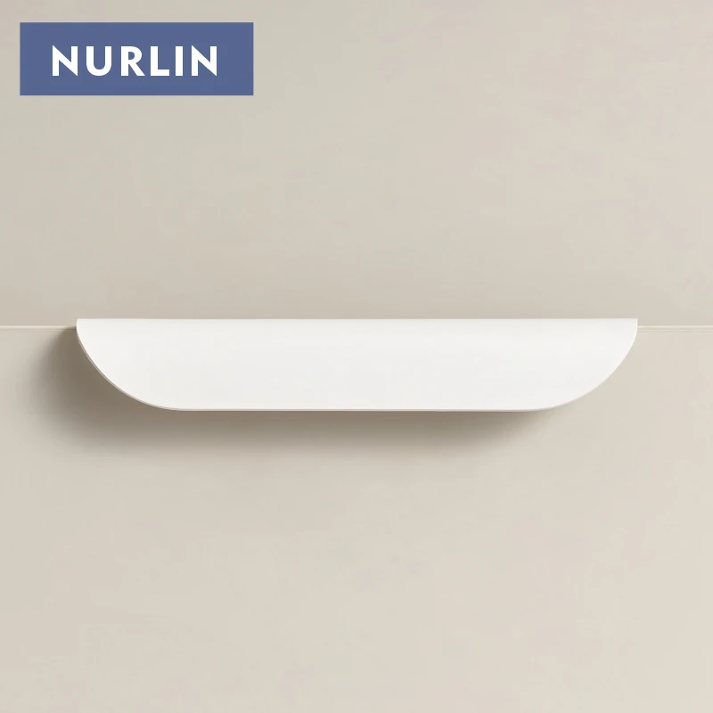 Nurlin Brass Fold Short Edge Pull Handle Drawer Shell Furniture Cabinet Curved Handle White
