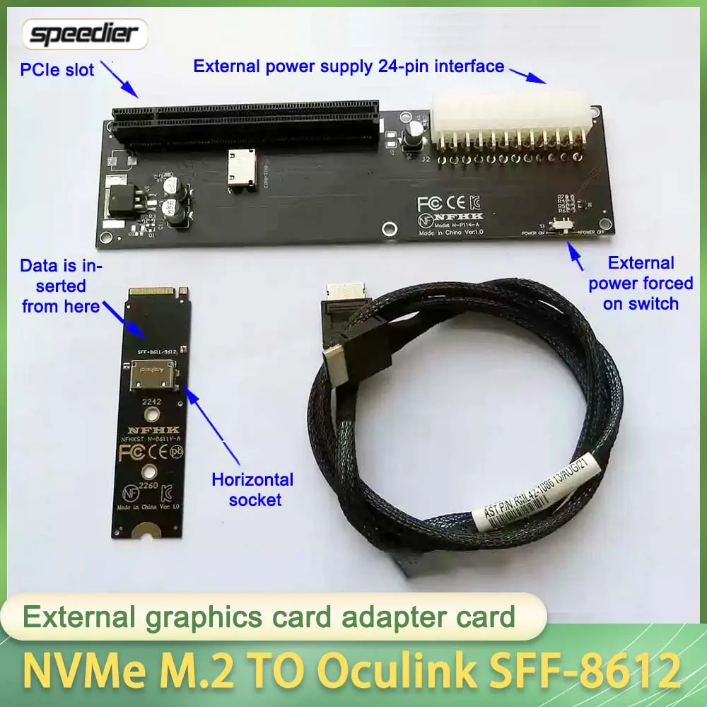 NVMe M.2 To Oculink Host Adapter,which Is Suitable for The External Graphics Card of GPD WIN Max2 and Compatible with SFF-8611