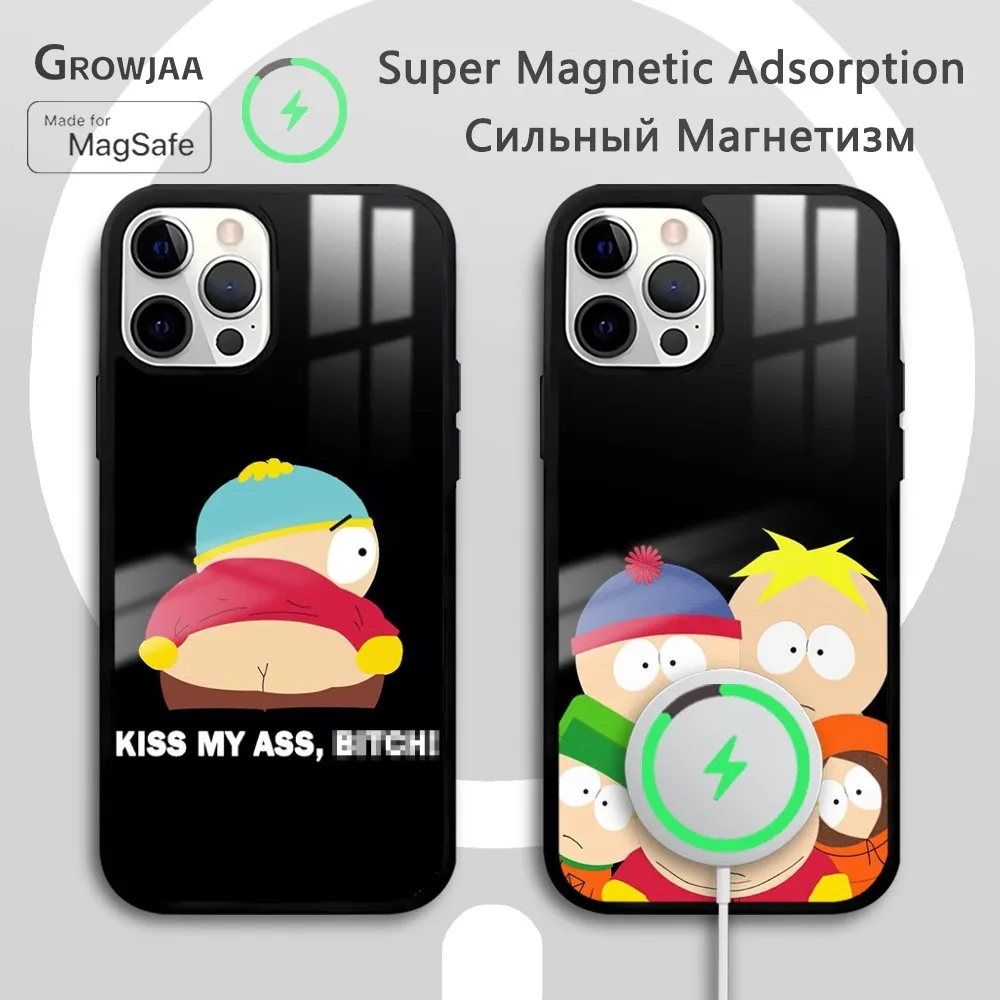 S-SouTHs P-Park Anime Cute Phone Case For iPhone 16 15 14 13 12 11 Pro Max Plus Mini Magsafe Mirror Wireless Magnetic Funda