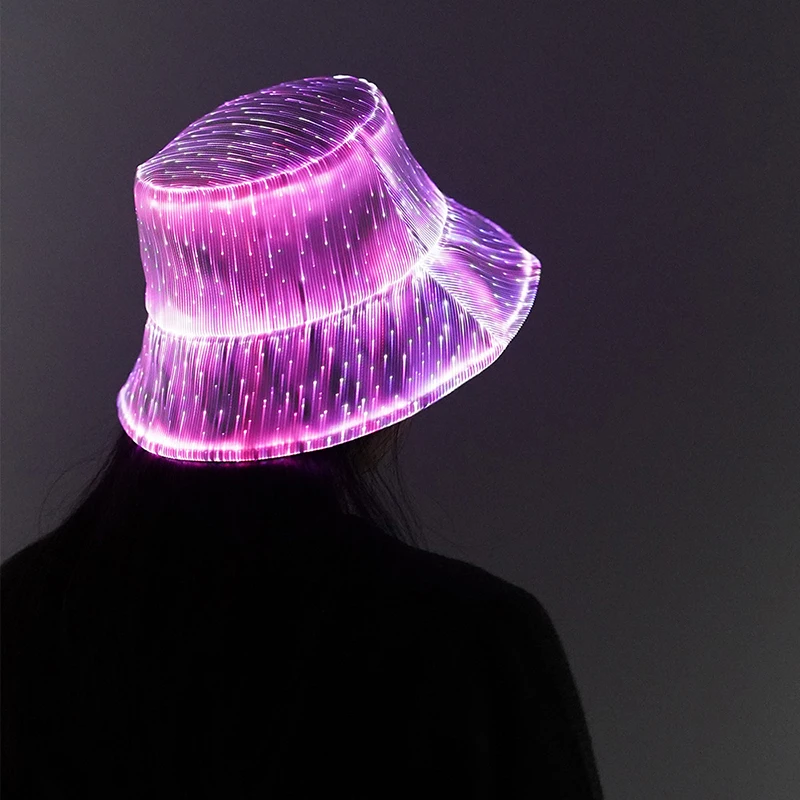 

Светодиодная панама Rave Hat с подсветкой Hat 7-цветная сумасшедшая шляпа, светящаяся в темноте шляпа с USB-аккумулятором