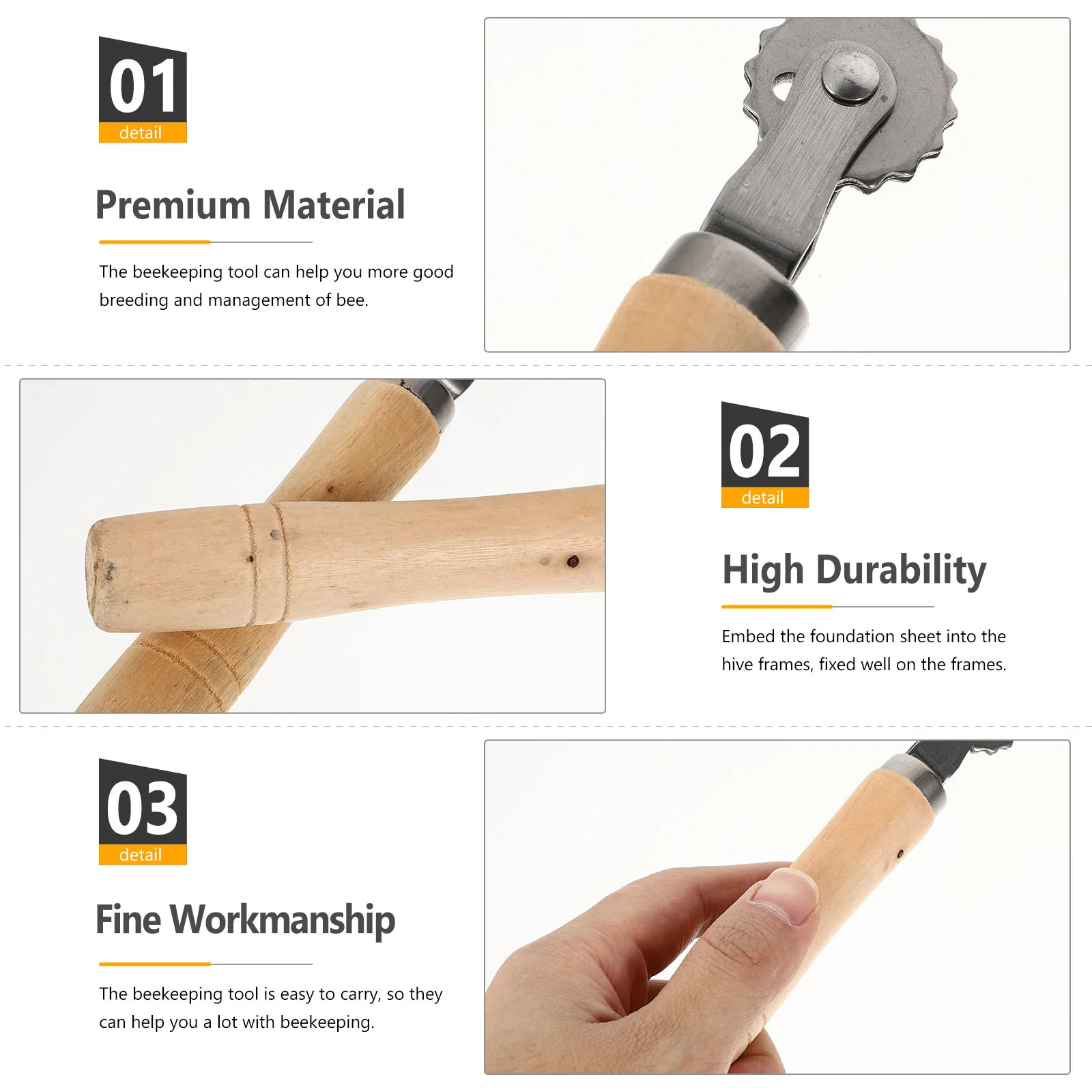 

2pcs Bee Tool Wire Embedder Stainless Steel Plastic Beehive Roller Beginner Kit Devices Pet Supplies