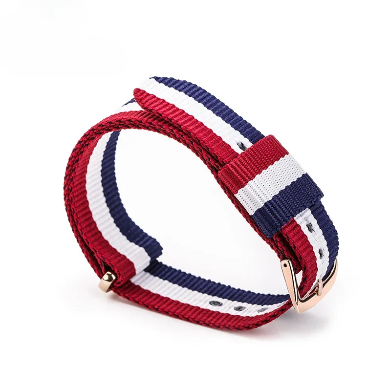 حزام ساعة من النايلون للتسلق للرجال والنساء لساعة DW Daniel Wellington من القماش الصلب المقاوم للصدأ بإبزيم متعدد الألوان