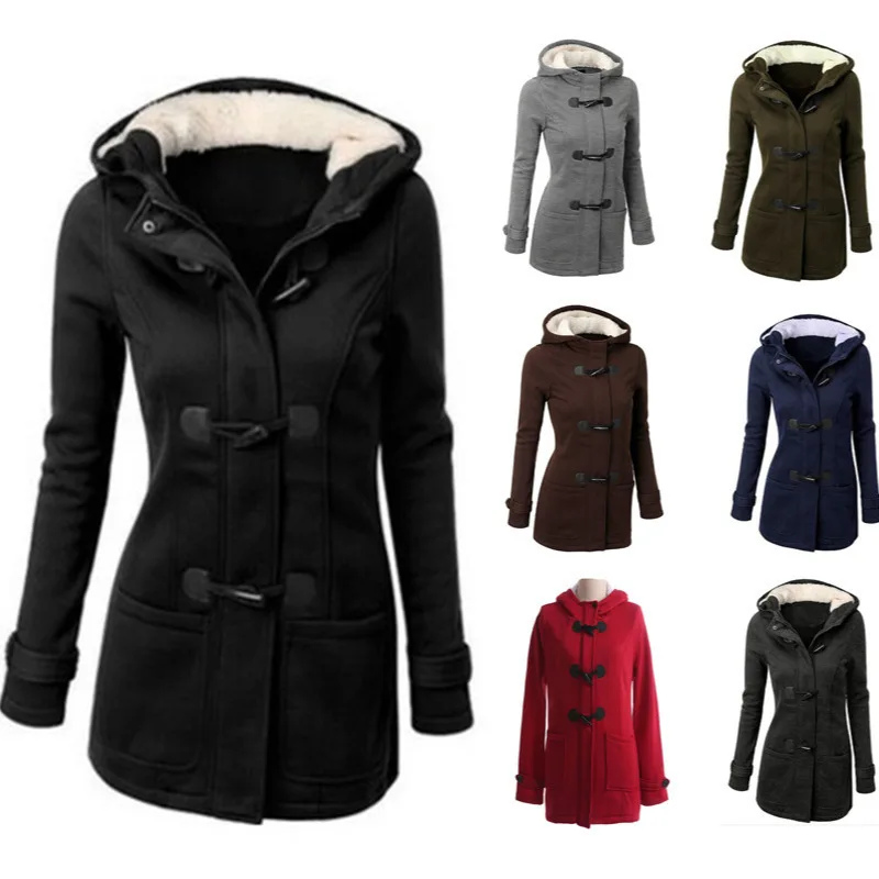 

2025 Autumn Winter Mid-length Coat Hooded Jacket Sweatshirt Women's Cotton Coat