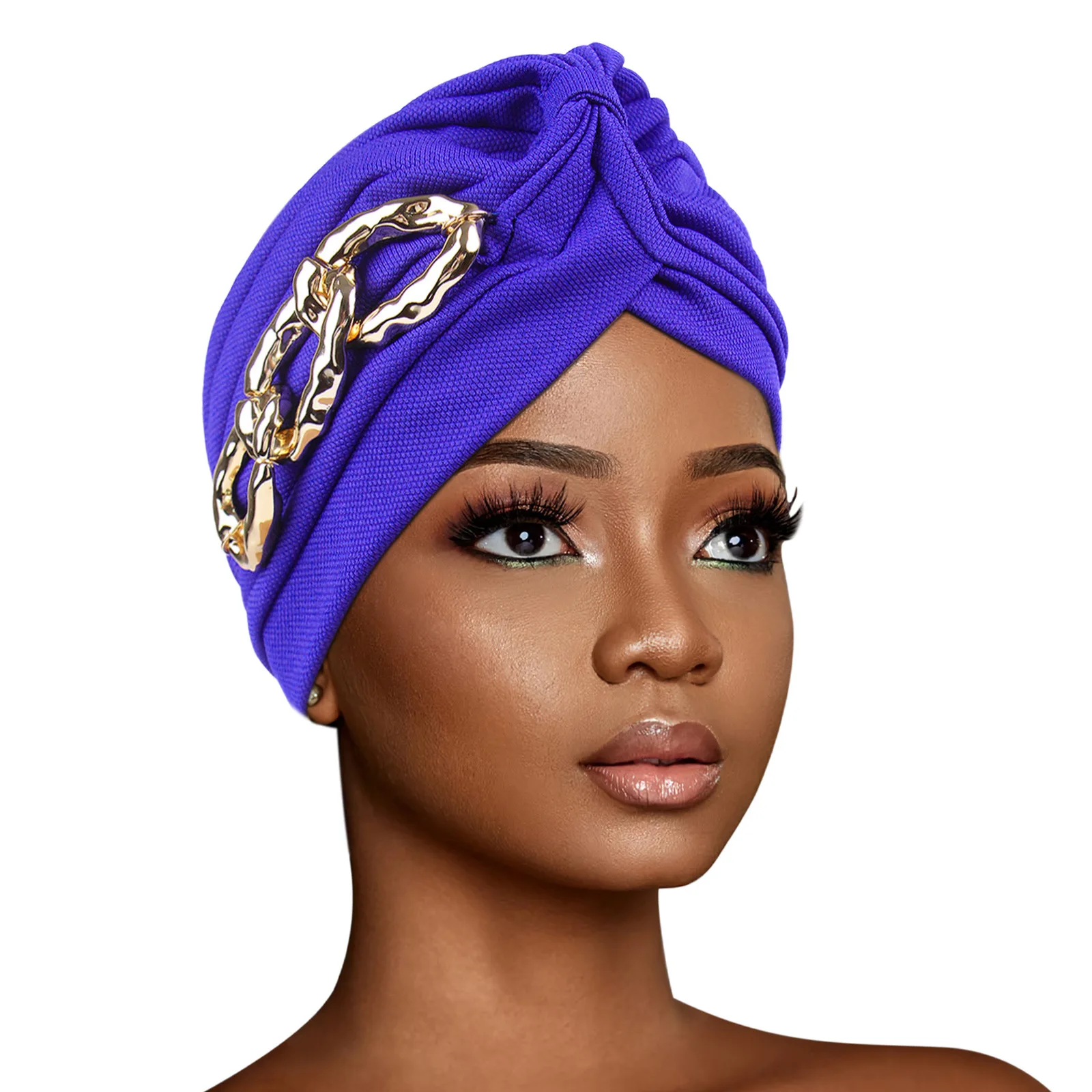 2025 New Women Indian Hat Chain Bonnet Pleated Beanies Muslim Hijab Headscarf Hair Loss Head Cover Chemo Cap Wrap Turbante Mujer
