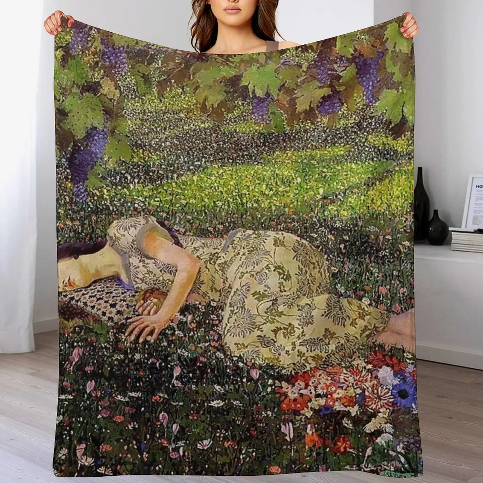 

Dreaming of Pomegranates - Felice Casorati Throw Blanket Warm Plush Fuzzy Blanket for Living Room