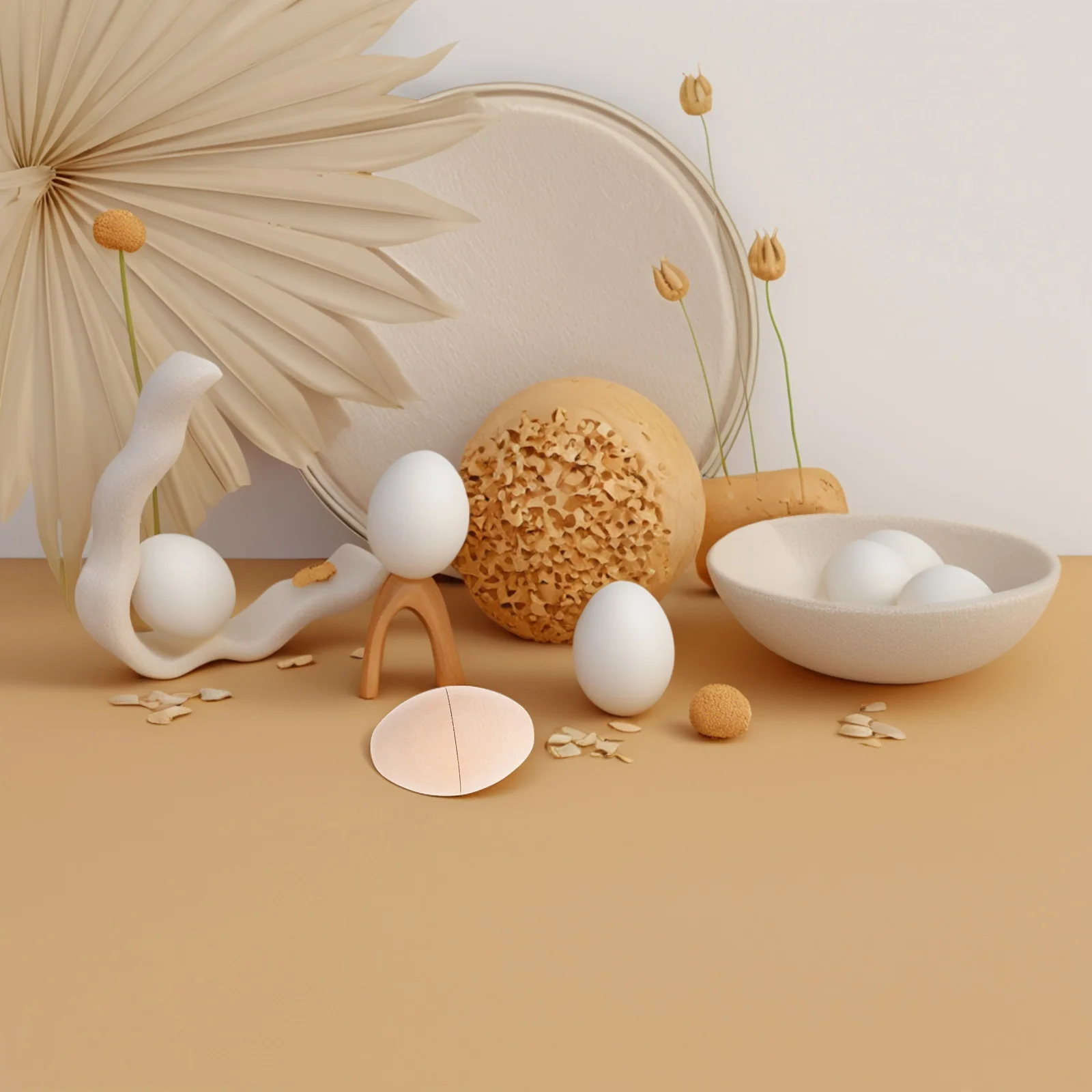 6 Pcs White Embryonated Egg Easter Eggs Decoration Painting Craft Wooden Decorations