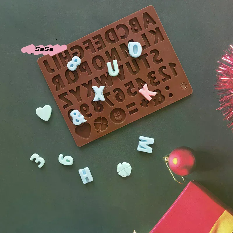 Molde de silicona con letras en inglés, molde alfanumérico para dulces, galletas, gelatina, hielo, decoración de pasteles, molde para hacer velas y jabón, 1 ud.