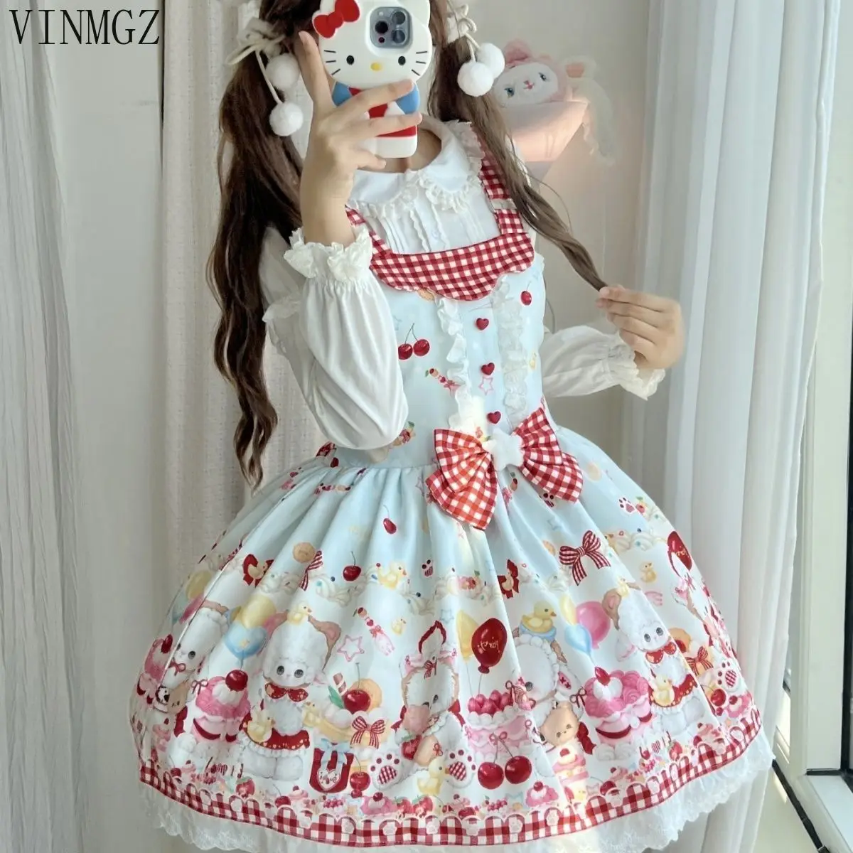 

Lolita original genuine cute jsk strap skirt Lolita daily versatile spring bodycon dress vestidos elegantes para mujer