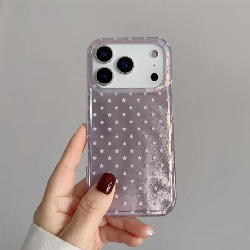 Creative Advanced White Star Couple Phone Case For iPhone 18 DUO 17 AIR 16 15 14 13 12 11 PRO MAX MINI 7 8 PLUS Fashion Cover