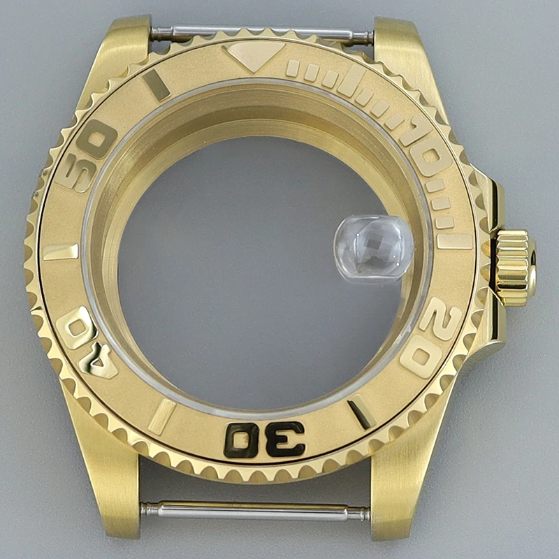 Fenya 40mm NH35 Case watch parts Sapphire Fit Seiko NH35 NH36 NH34 8205 8215 2824 Movement Watch Case Golden Yacht Ceramic bezel