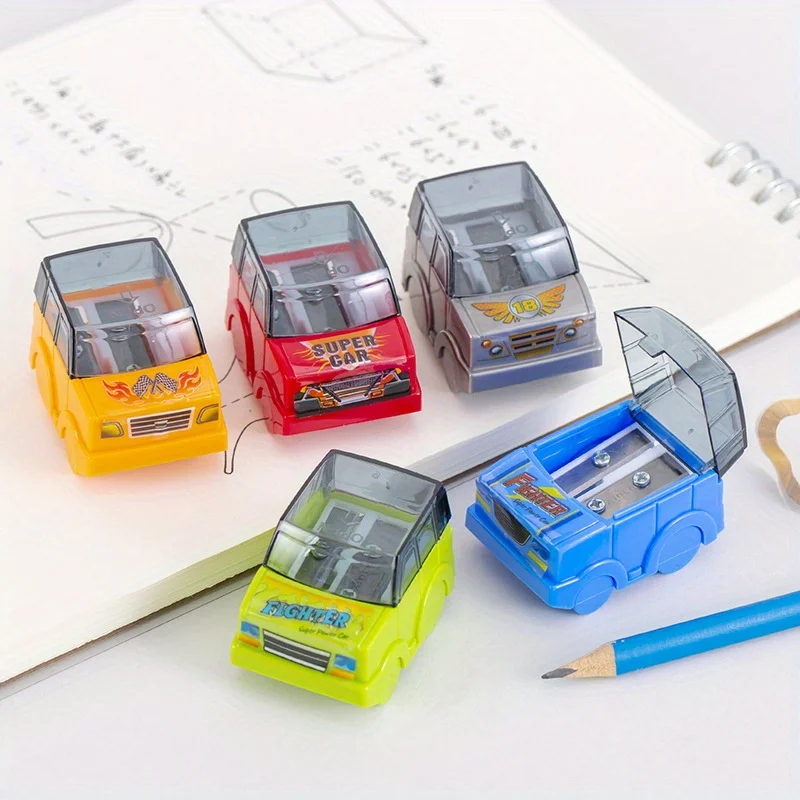 5pcs Cute Car Model Double Hole Pencil Sharpener Pencil Sharpener Student School Stationery Supplies image 2