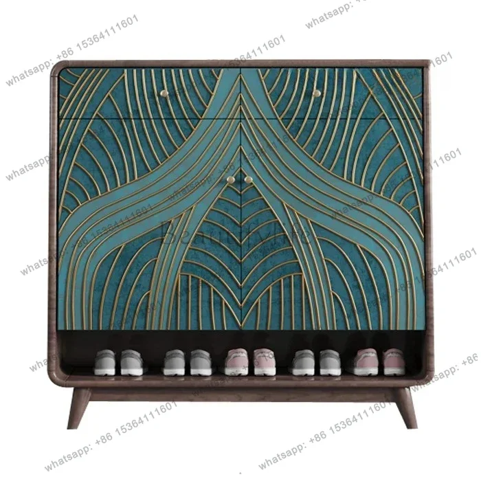 

60.Light luxury solid wood shoe cabinet Home storage porch cabinet Multifunctional American living room integrated locker