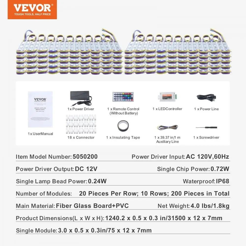 200 Lights 103FT RGB Color Changing Remote Control Waterproof for Storefront Advertising