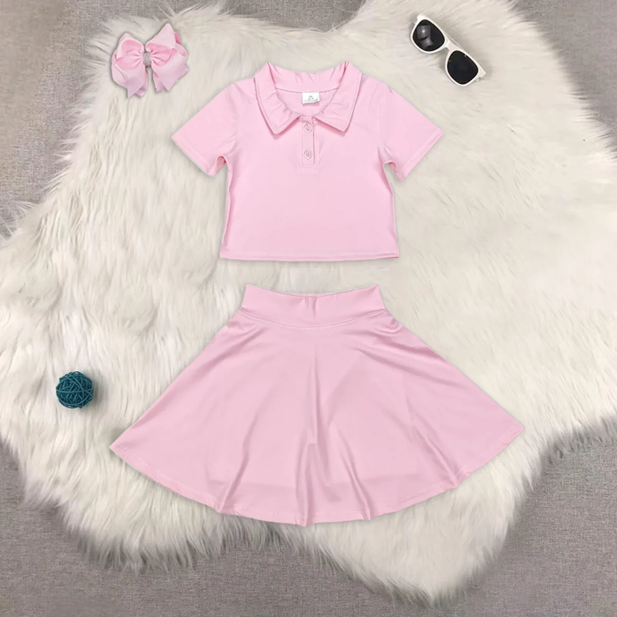 Conjuntos de roupas para bebês e meninas com botões e saia e roupas ativas