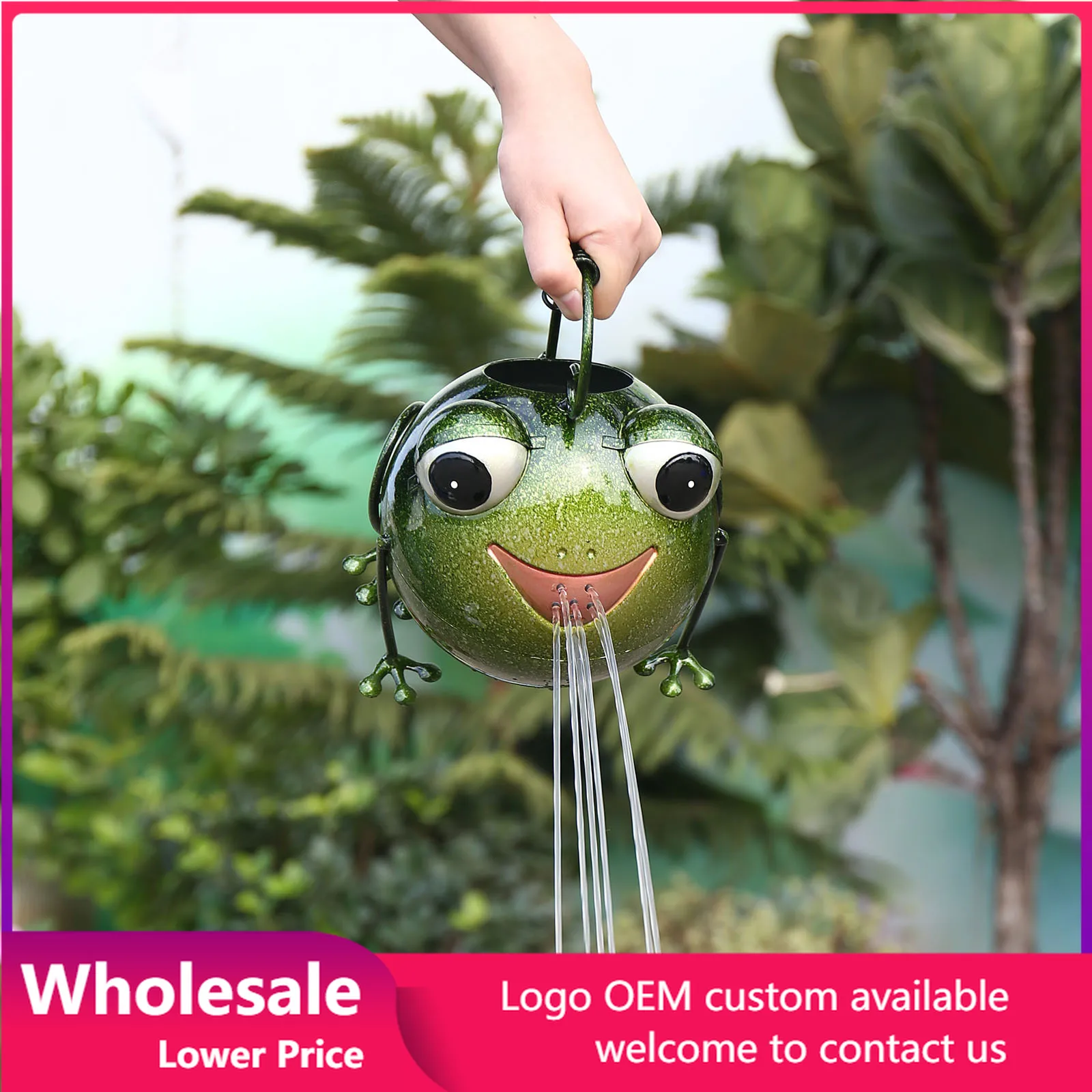 

Creative American Frog Shower Exquisite Iron Metal Flower Crafts Light Luxury Plant Watering Can Garden Decor Ornaments Gifts