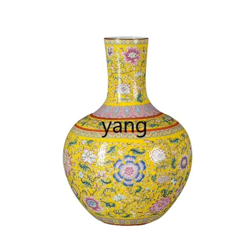 

LH ceramic vase enamel color antique Chinese sky ball bottle living room TV cabinet ornament