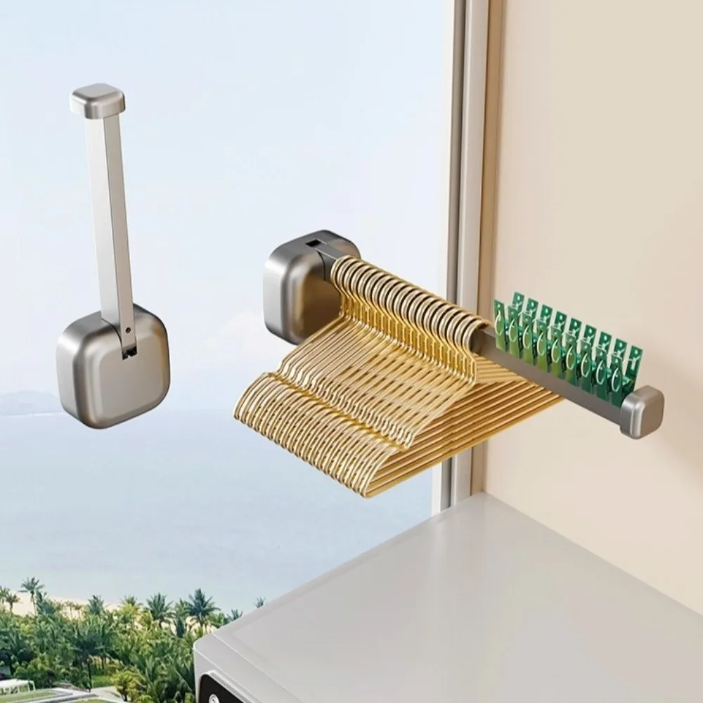 

Extendable Suction Cup Clothes Hanger Space Saving Folding Hanging Rod Storage Rack Drill-Free Adjustable Clothes Storage Rack