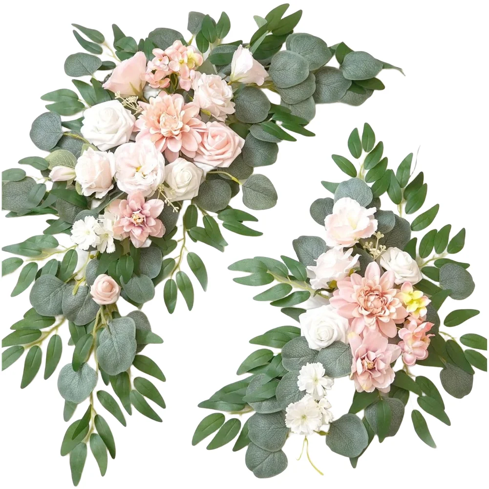 Floral Swag for Wedding Reception Decor Featuring Realistic Artificial Blooms and Leaves for Indoor For Ceremony Entrance Setup