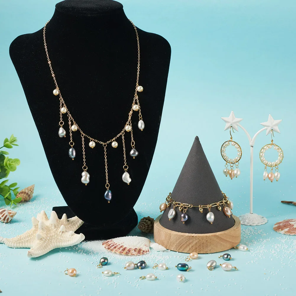 30Pcs Natural Cultured Freshwater Pearl Pendants Potato Shape Charms Mixed Color for Women Bracelet Necklace Jewelry Making DIY