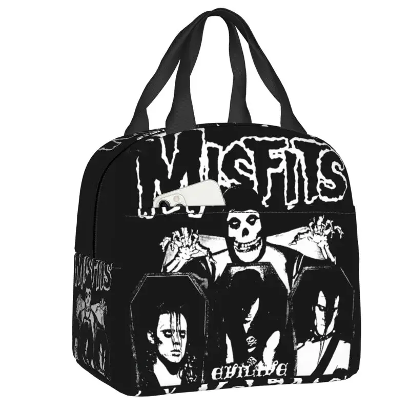 Misfits Skull Punk Rock Insulated Lunch Box for Women Horror Thermal Cooler Lunch Bag Kids School Children Food Container Tote