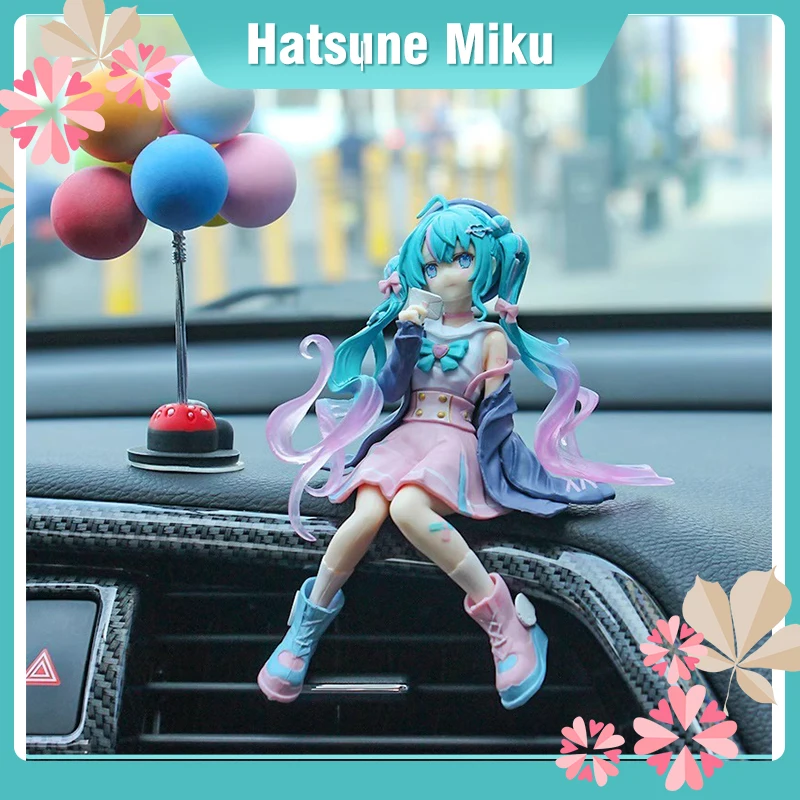 

14CM Hatsune Miku Anime Car Figure Long Hair Doll Desk Ornament 2D Gift Kids Adults Girls Birthday Valentine Surprise Present
