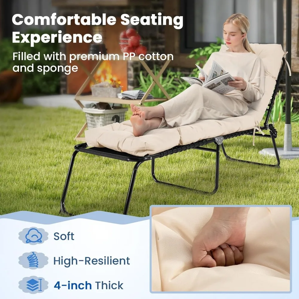 وسادة كرسي عالية الظهر للفناء الخارجي، مقاس 73 × 22، 4 حشوات سميكة، مع 4 أربطة أوتار للاسترخاء المريح
