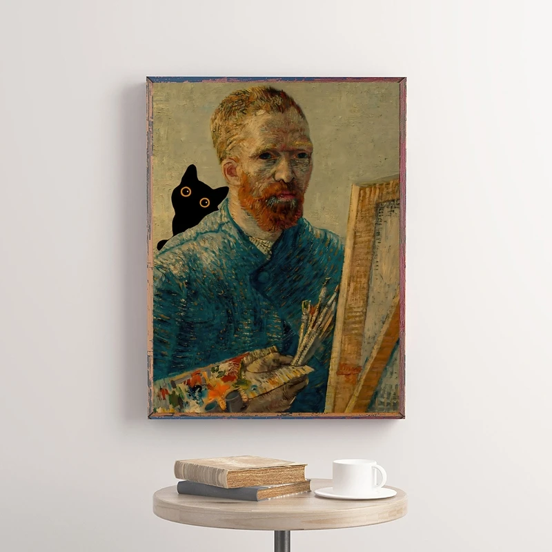 Vintage-Poster mit niedlichen Katzen, Retro-lustiger Cartoon-Raumdruck, Leinwandgemälde, nostalgisches Wandkunstbild für Wohnzimmer, Heimdekoration