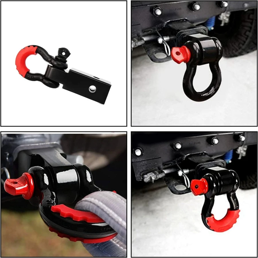 4.75-Ton D Ring Shackle Tow Hook With Protective Cover Universally Fit Off-Road Jeep Truck Vehicle Recovery Best Offroad Towing