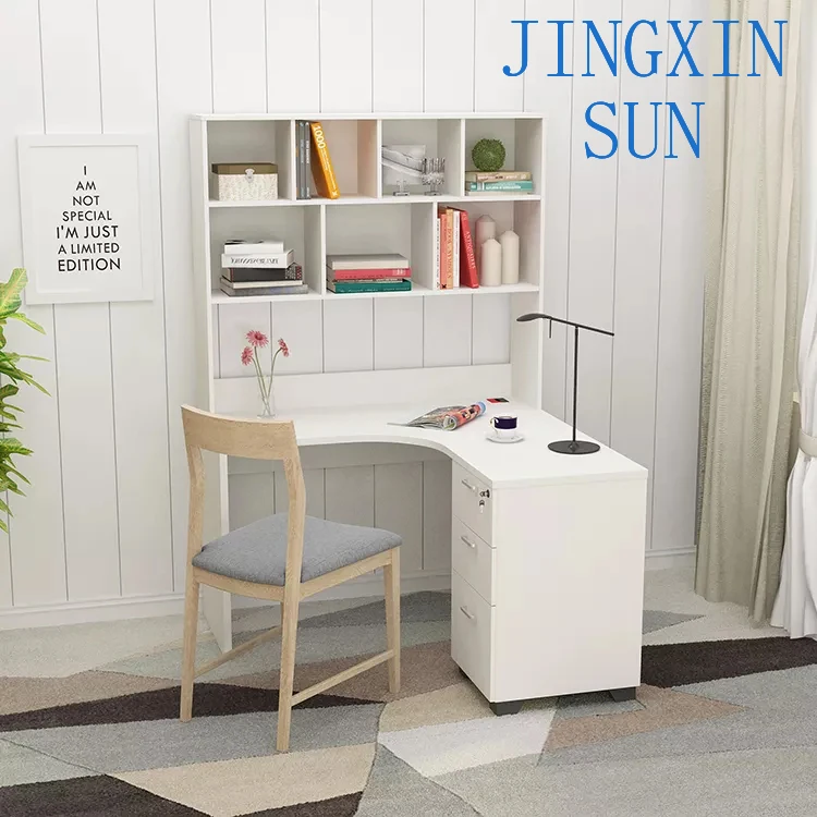 Home Office Desk, L Shape Wooden Computer Table With Shelves, L-Shape Corner Study Room Furniture