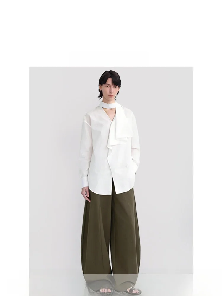 

Женская блузка XIMU Studios с V-образным вырезом, весна-лето, немнущаяся, простой дизайн, шифоновая рубашка, повседневная, свободный крой, длинный рукав