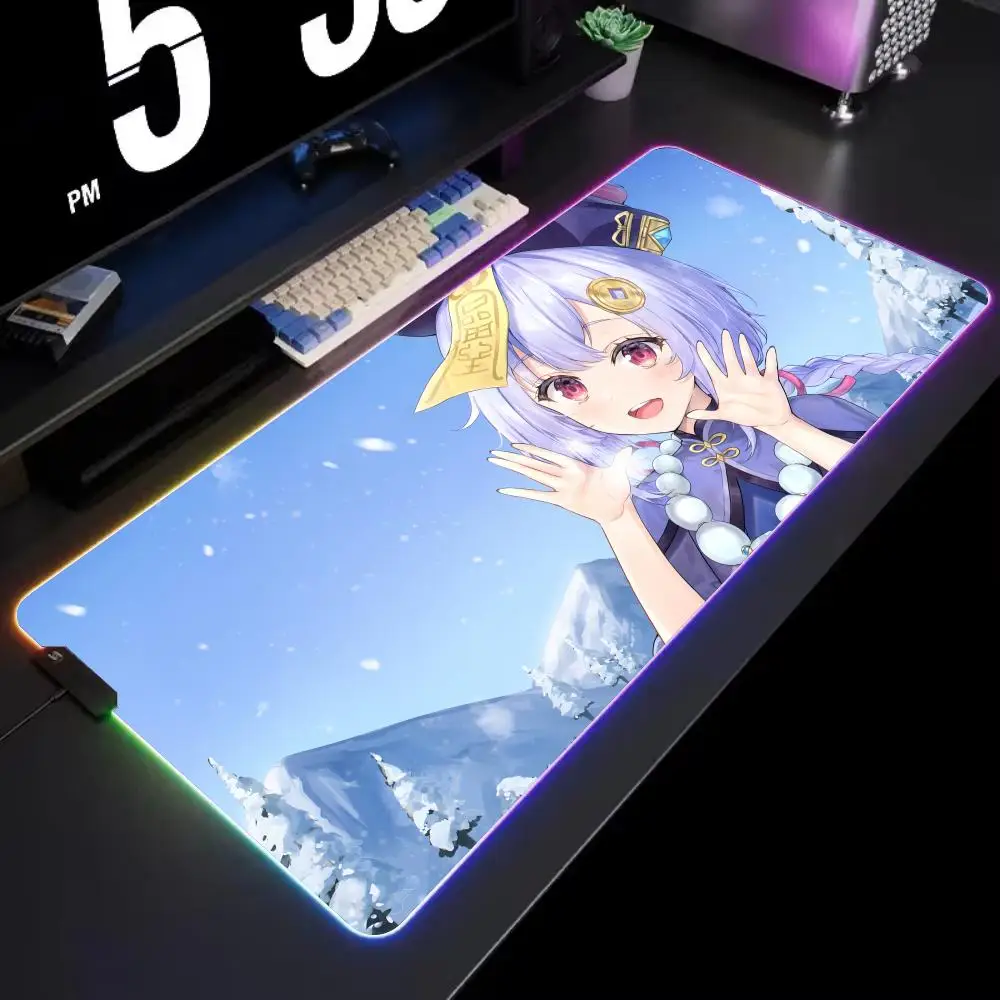 

Игровой коврик для мыши Qiqi RGB с подсветкой, большой коврик для стола, аксессуары для геймеров